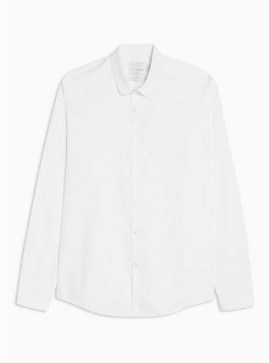 Topman Mens Premium White Twill Penny Slim Shirt