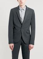 Topman Mens Mid Grey Grey Skinny Fit Suit Jacket