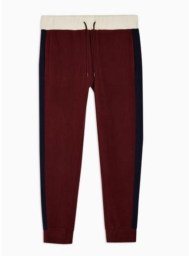 Topman Mens Multi Burgundy And Navy Panel Joggers
