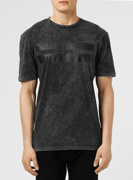 Topman Mens Black Pu Stripe T-shirt