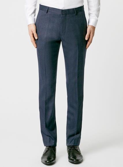 Topman Mens Blue Navy Wool Blend Skinny Fit Suit Pants