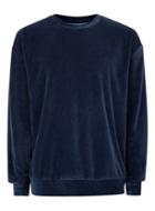 Topman Mens Blue Navy Velour Oversized Sweatshirt