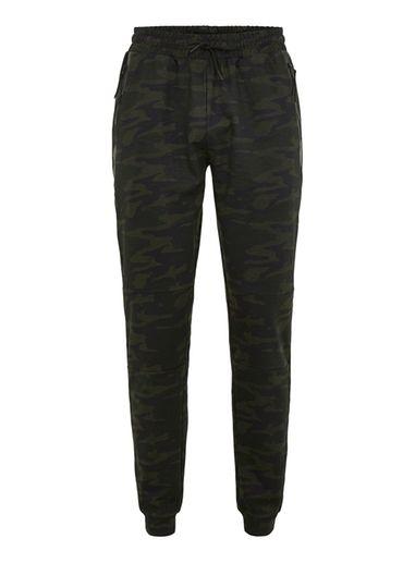 Topman Mens Khaki Camouflage Bonded Joggers