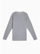 Selected Homme Mens Grey Selected Homme Gray Cable Organic Cotton Knitted Sweatshirt