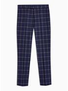 Topman Mens Navy Check Tailored Fit Trousers