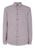 Topman Mens Red Burgundy And White Punchole Long Sleeve Dress Shirt