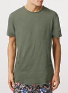 Topman Mens Green Khaki Slub Slim Fit T-shirt
