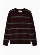 Topman Mens Red And Grey Stripe Sweater