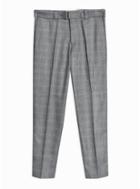 Topman Mens Blue Grey Check Slim Crop Trousers