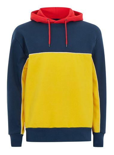 Topman Mens Multi Panel Overhead Hoodie