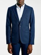 Topman Mens Blue Textured Ultra Skinny Suit Jacket