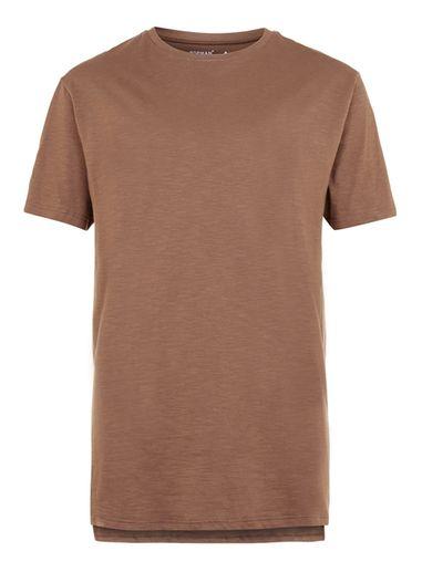 Topman Mens Brown Slub Longline T-shirt
