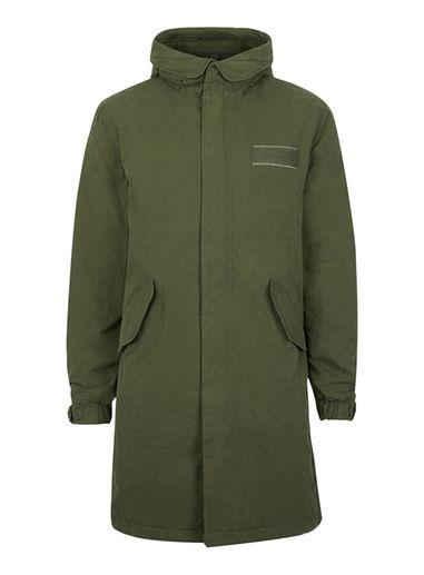 Topman Mens Green Olive Parka Jacket
