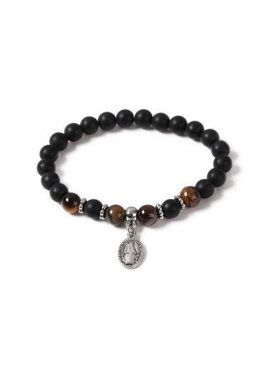 Topman Mens Brown Beaded Charm Bracelet*