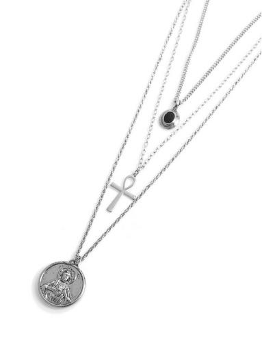 Topman Mens Grey Layered Necklace*