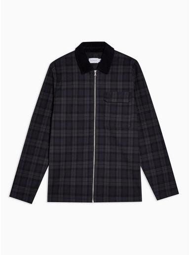 Topman Mens Multi Black Watch Zip Overshirt