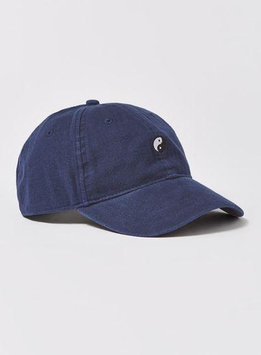 Topman Mens Blue Denim Ying Yang Embroidered Cap