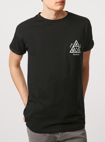 Topman Mens Black Concept Print T-shirt