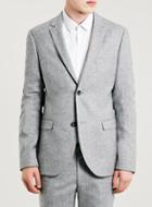 Topman Mens Light Grey Textured Skinny Fit Suit Jacket