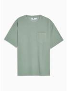 Topman Mens Green Oversized Pocket T-shirt