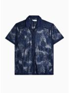Topman Mens Navy Knitted Palms Revere Shirt