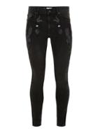 Topman Mens Black Embroidered Spray On Jeans