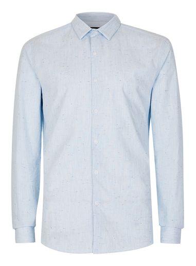 Topman Mens Light Blue Neppy Slim Fit Dress Shirt