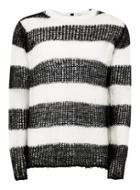 Topman Mens Multi Black And White Stripe Knitted Sweater