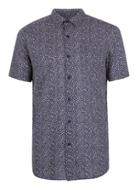 Topman Mens Cream Navy And Off White Speckled Short Sleeve Casual Shirt