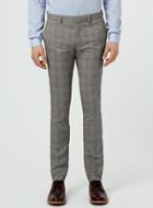 Topman Mens Mid Grey Grey And Blue Check Ultra Skinny Fit Pants