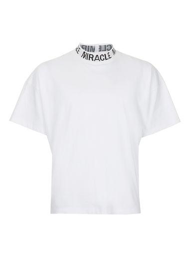 Topman Mens Aaa White Miracle Print Turtle Neck Longline T-shirt