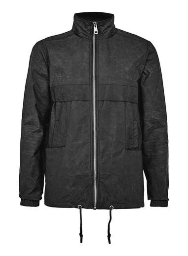 Topman Mens Black Performance Jacket With Pack Away Hood