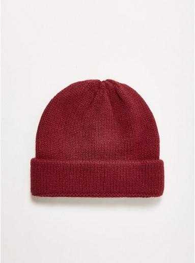 Topman Mens Red Burgundy Lambswool Beanie