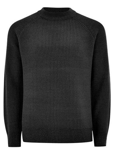 Topman Mens Grey Charcoal Ribbed Crew Roll Neck Jumper