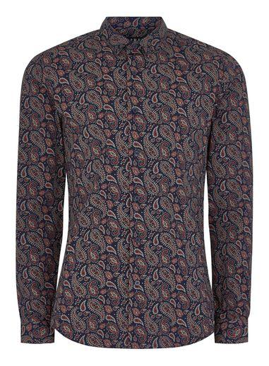 Topman Mens Multi Paisley Print Muscle Fit Shirt
