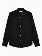 Topman Mens Black Stretch Skinny Oxford Shirt With Taping