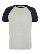 Topman Mens Grey And Navy Raglan Panel T-shirt