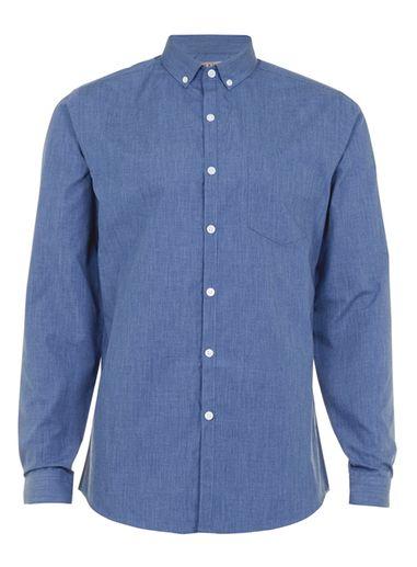 Topman Mens Navy Marl Long Sleeve Smart Shirt