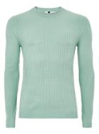 Topman Mens Green Mint Muscle Ribbed Sweater