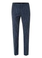 Topman Mens Blue Wool Mix Abstract Print Skinny Fit Suit Pants