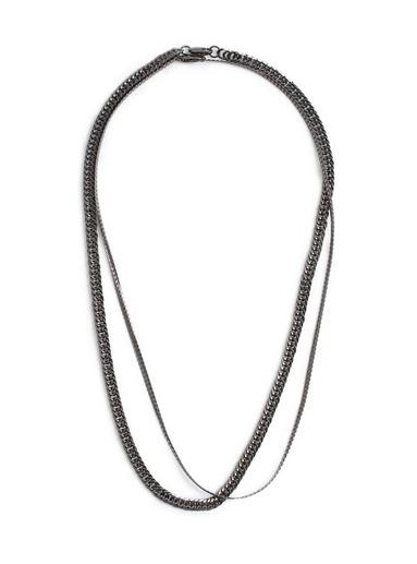 Topman Mens Grey Gunmetal Layered Necklace*