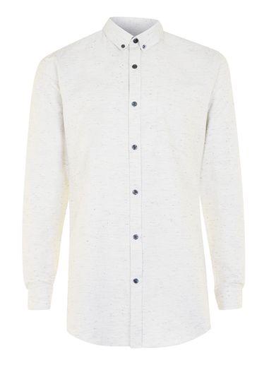 Topman Mens Grey Slub Long Line Shirt