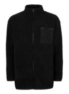 Topman Mens Black Zip Through Fleece Jacket