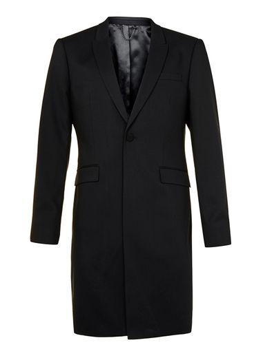 Topman Mens Black Skinny Fit Frock Coat