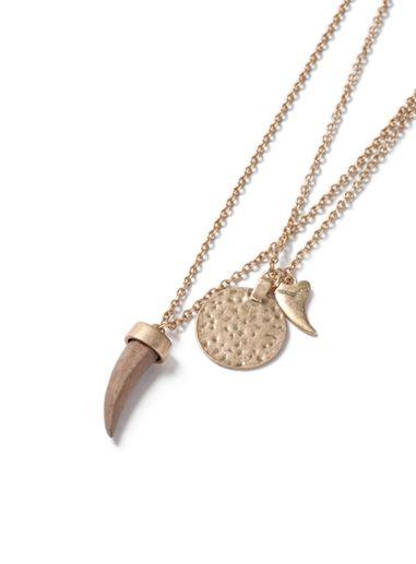 Topman Mens Gold Wood Tusk Cluster Necklace