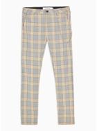 Topman Mens Multi Yellow And Black Check Trousers With Chain