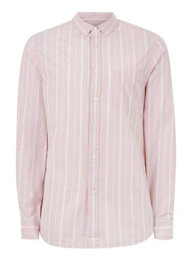 Topman Mens Pink Button Down Stripe Shirt