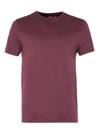 Topman Mens Red Berry Grandad Muscle Fit T-shirt