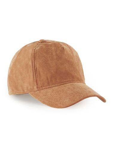 Topman Mens Brown Tobacco Faux Suede Curved Peak Cap