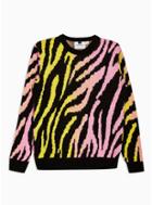 Topman Mens Multi Neon Fluffy Tiger Print Jumper